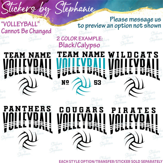 (s05-109) Volleyball Team Name Text Custom Iron-On Transfer