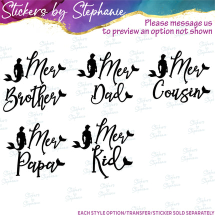 (s05-010) Mer Merman Dad Brother Family Custom Iron-On Transfer
