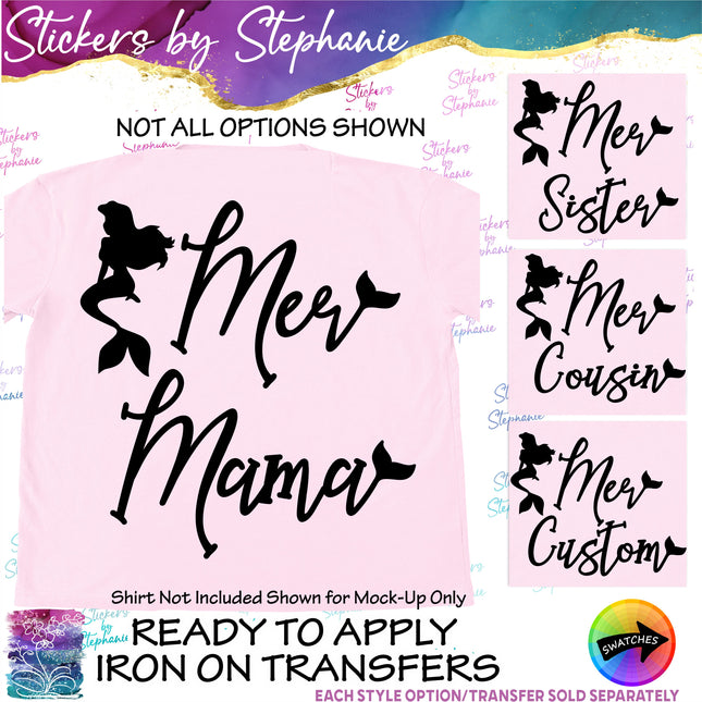 (s05-011) Mer Mermaid Mom Sister Family Custom Iron-On Transfer