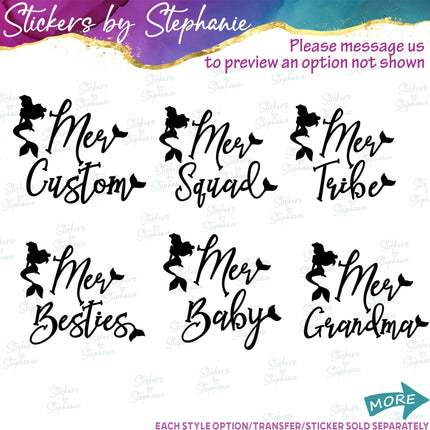 (s05-011) Mer Mermaid Mom Sister Family Custom Iron-On Transfer