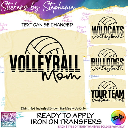 (s05-110) Volleyball Mom Team Name Text Custom Iron-On Transfer