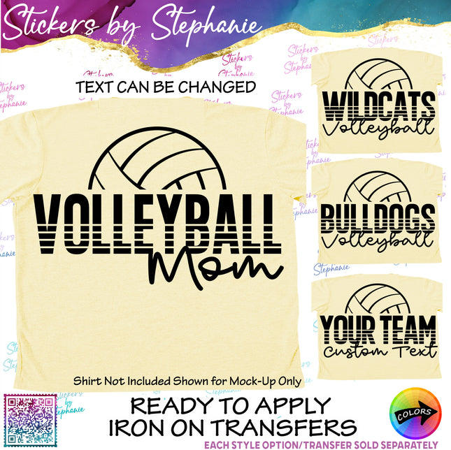 (s05-110) Volleyball Mom Team Name Text Custom Iron-On Transfer