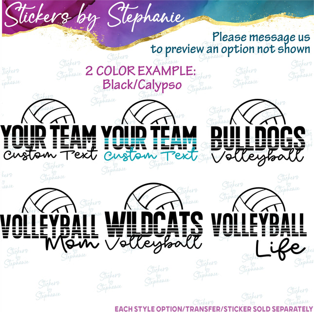 (s05-110) Volleyball Mom Team Name Text Custom Iron-On Transfer