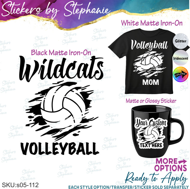 (s05-112) Volleyball Mom Team Name Text Custom Iron-On Transfer or Sticker