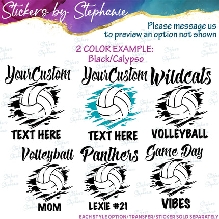 (s05-112) Volleyball Mom Team Name Text Custom Iron-On Transfer