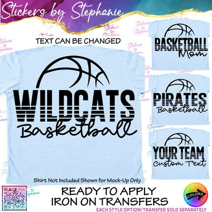 (s05-113) Basketball Mom Team Name Text Custom Iron-On Transfer