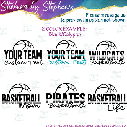 (s05-113) Basketball Mom Team Name Text Custom Iron-On Transfer