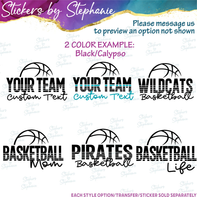 (s05-113) Basketball Mom Team Name Text Custom Iron-On Transfer
