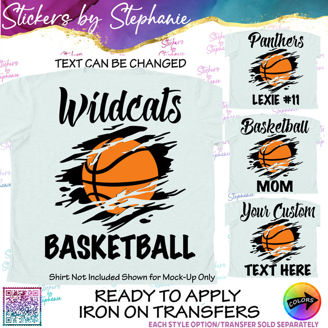 (s05-115) Basketball Mom Team Name Text Custom Iron-On Transfer
