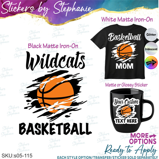 (s05-115) Basketball Mom Team Name Text Custom Iron-On Transfer or Sticker