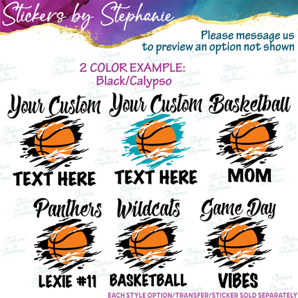 (s05-115) Basketball Mom Team Name Text Custom Iron-On Transfer