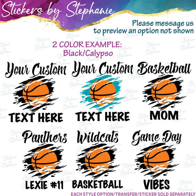 (s05-115) Basketball Mom Team Name Text Custom Iron-On Transfer