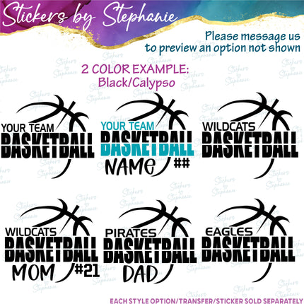(s05-116) Basketball Team Name Text Custom Iron-On Transfer