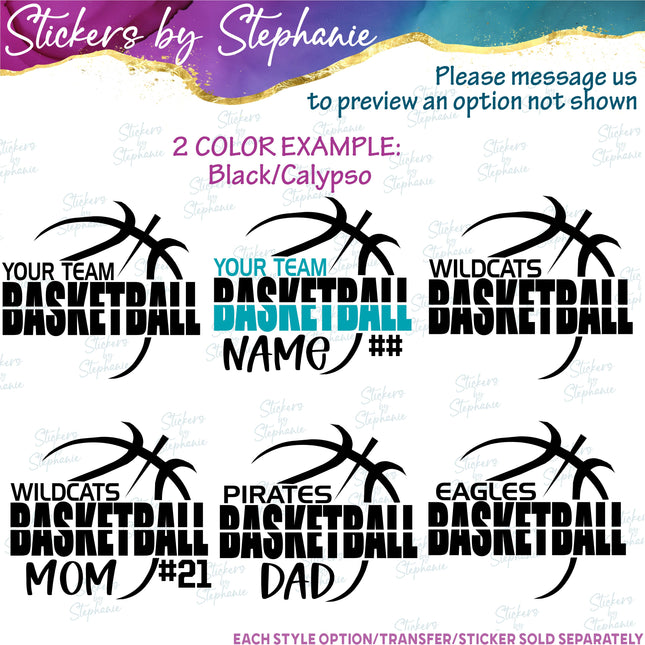 (s05-116) Basketball Team Name Text Custom Iron-On Transfer