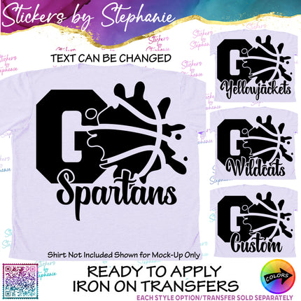 (s05-117) Basketball Go Team Name Text Custom Iron-On Transfer
