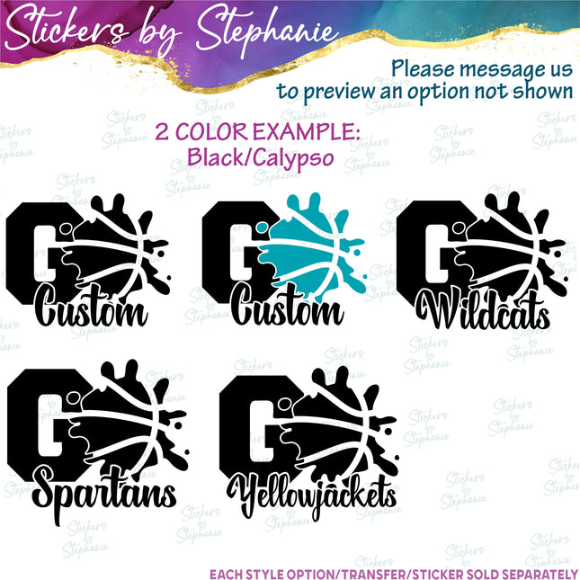 (s05-117) Basketball Go Team Name Text Custom Iron-On Transfer