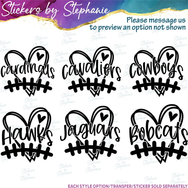 (s05-118) Baseball Football Laces Team Name Text Custom Iron-On Transfer or Sticker