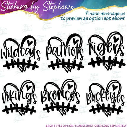 (s05-118) Baseball Football Laces Team Name Text Custom Iron-On Transfer