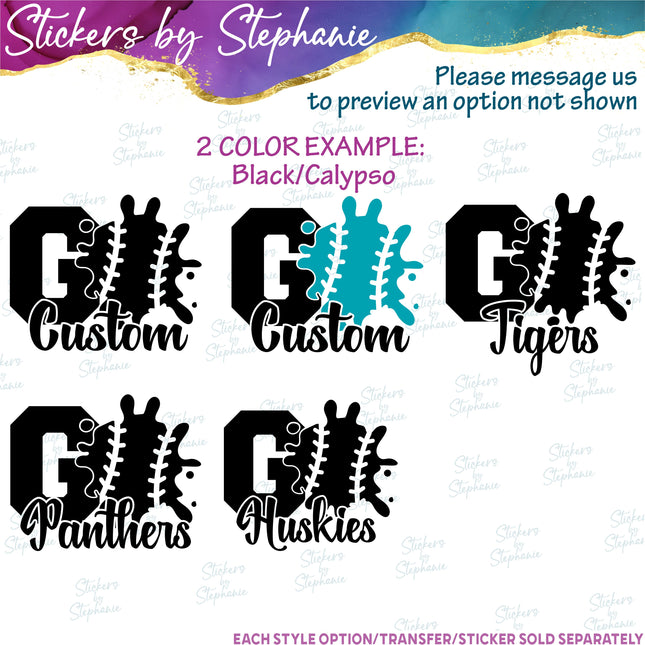 (s05-119) Baseball Softball Go Team Name Text Custom Iron-On Transfer