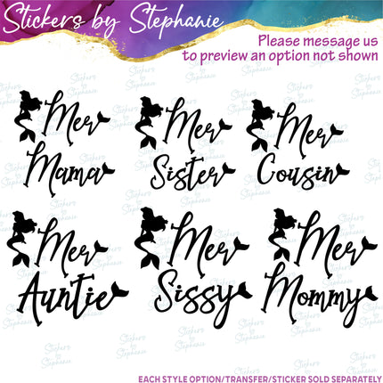 (s05-011) Mer Mermaid Mom Sister Family Custom Iron-On Transfer