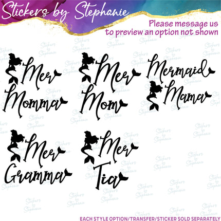 (s05-011) Mer Mermaid Mom Sister Family Custom Iron-On Transfer