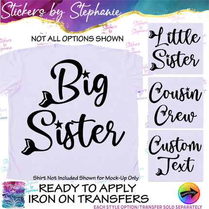 (s05-012) Big Little Sister Cousin Mermaid Family Custom Iron-On Transfer