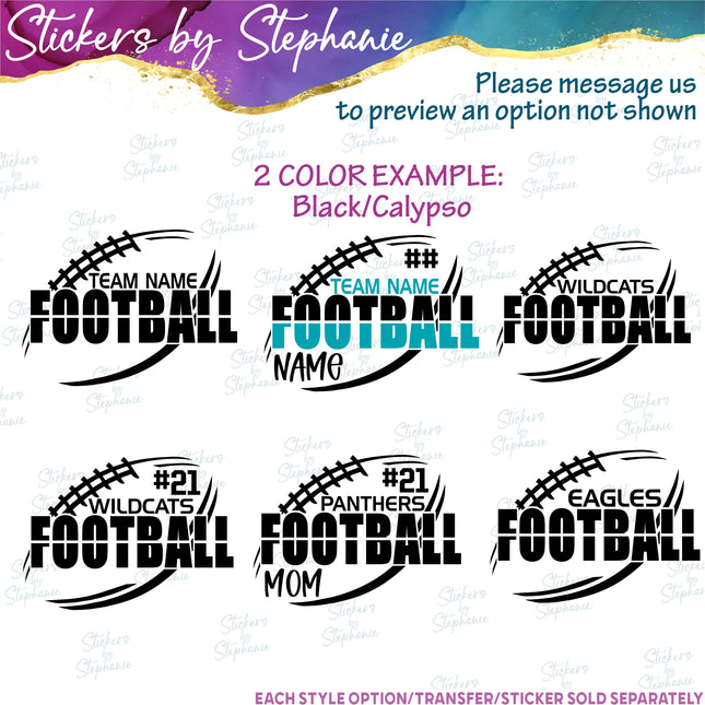 (s05-120) Football Team Name Text Custom Iron-On Transfer