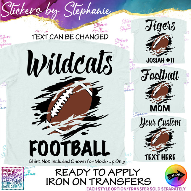 (s05-121) Football Mom Team Name Text Custom Iron-On Transfer