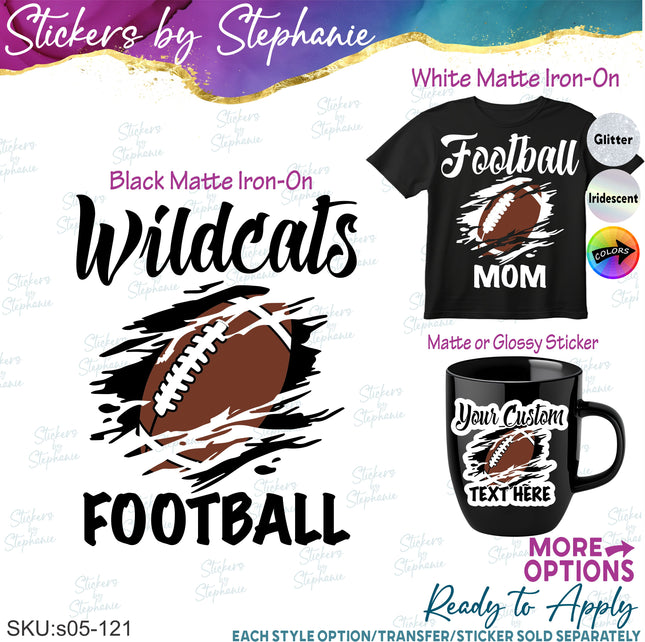(s05-121) Football Mom Team Name Text Custom Iron-On Transfer or Sticker