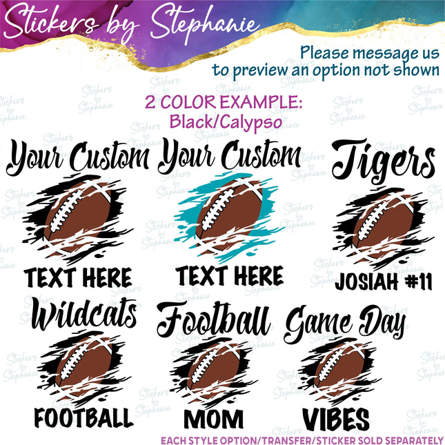 (s05-121) Football Mom Team Name Text Custom Iron-On Transfer