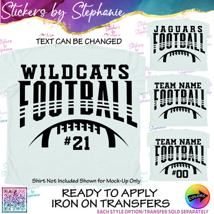 (s05-122) Football Team Name Text Custom Iron-On Transfer