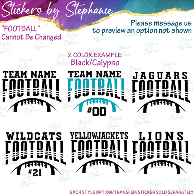 (s05-122) Football Team Name Text Custom Iron-On Transfer