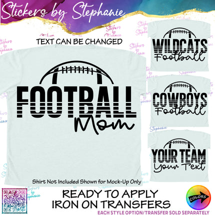 (s05-123) Football Mom Team Name Text Custom Iron-On Transfer