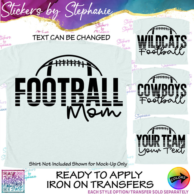 (s05-123) Football Mom Team Name Text Custom Iron-On Transfer