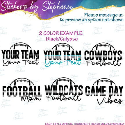 (s05-123) Football Mom Team Name Text Custom Iron-On Transfer