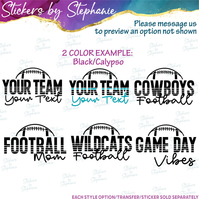 (s05-123) Football Mom Team Name Text Custom Iron-On Transfer