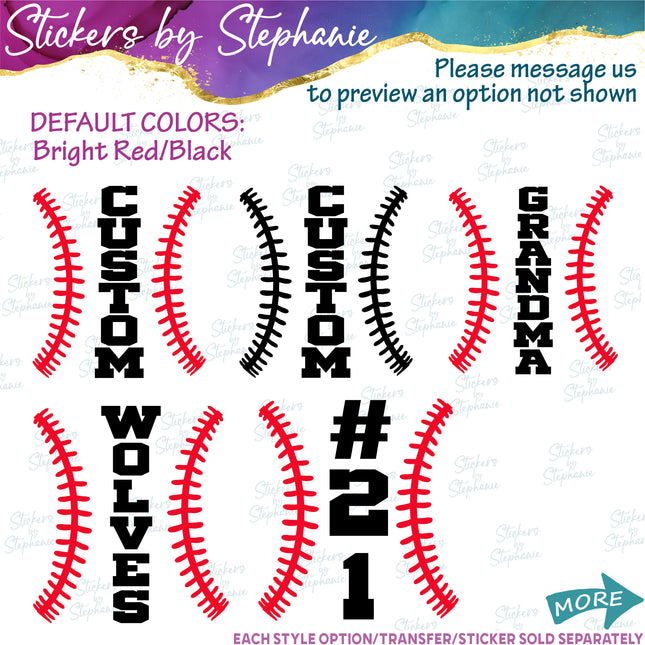 (s05-125) Baseball Softball Laces Mom Family Text Custom Iron-On Transfer