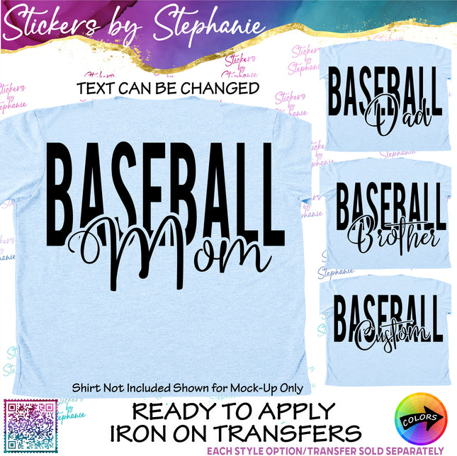 (s05-126) Baseball Mom Family Text Custom Iron-On Transfer