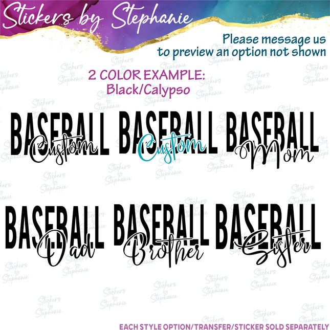 (s05-126) Baseball Mom Family Text Custom Iron-On Transfer