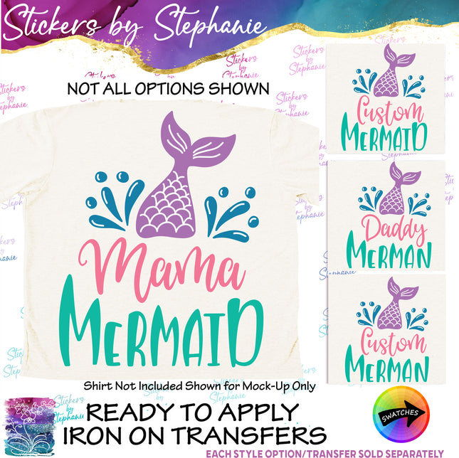 (s05-013) Mermaid Family Mom Sister Custom Iron-On Transfer