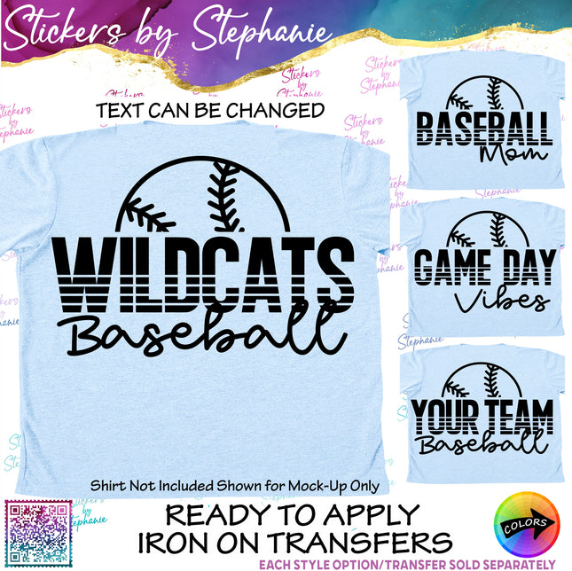 (s05-132) Baseball Mom Team Name Text Custom Iron-On Transfer