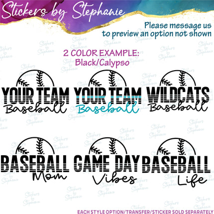 (s05-132) Baseball Mom Team Name Text Custom Iron-On Transfer