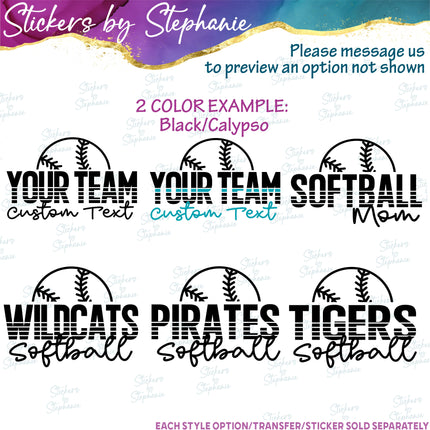 (s05-133) Softball Mom Team Name Text Custom Iron-On Transfer