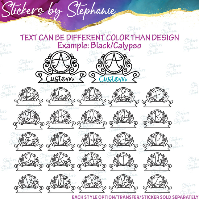(s05-136) Scroll Monogram Letter Name Text Custom Iron-On Transfer