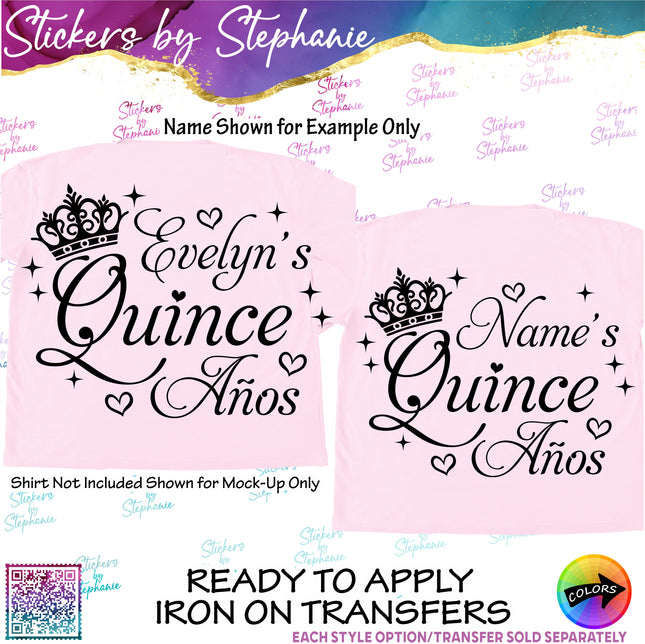 (s05-138) Name Quince Anos Text Custom Iron-On Transfer