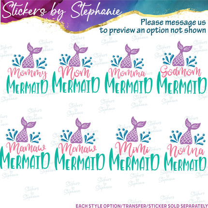 (s05-013) Mermaid Family Mom Sister Custom Iron-On Transfer