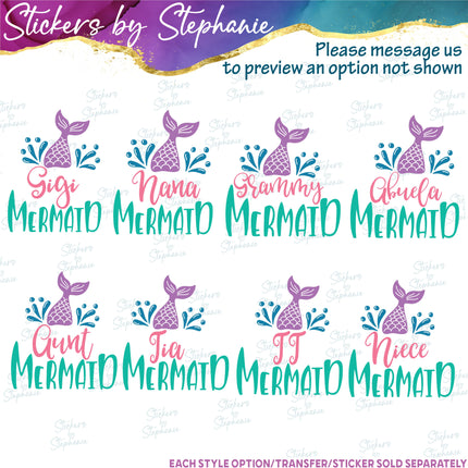 (s05-013) Mermaid Family Mom Sister Custom Iron-On Transfer