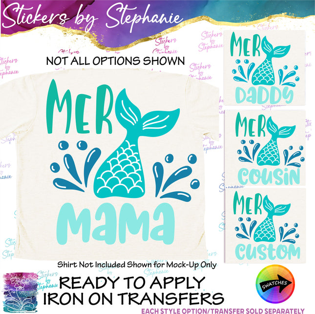 (s05-014) Mer Mermaid Family Mom Sister Custom Iron-On Transfer