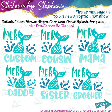 (s05-014) Mer Mermaid Family Mom Sister Custom Iron-On Transfer