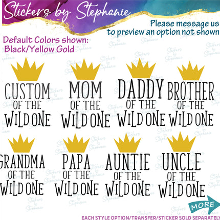 (s05-144) Mom Family of the Wild One Text Custom Iron-On Transfer